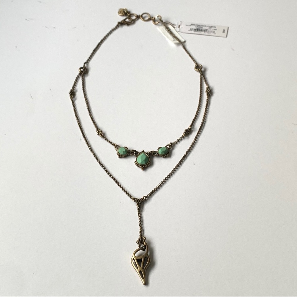 Lucky Brand bronze 2-tier necklace, with turquoise